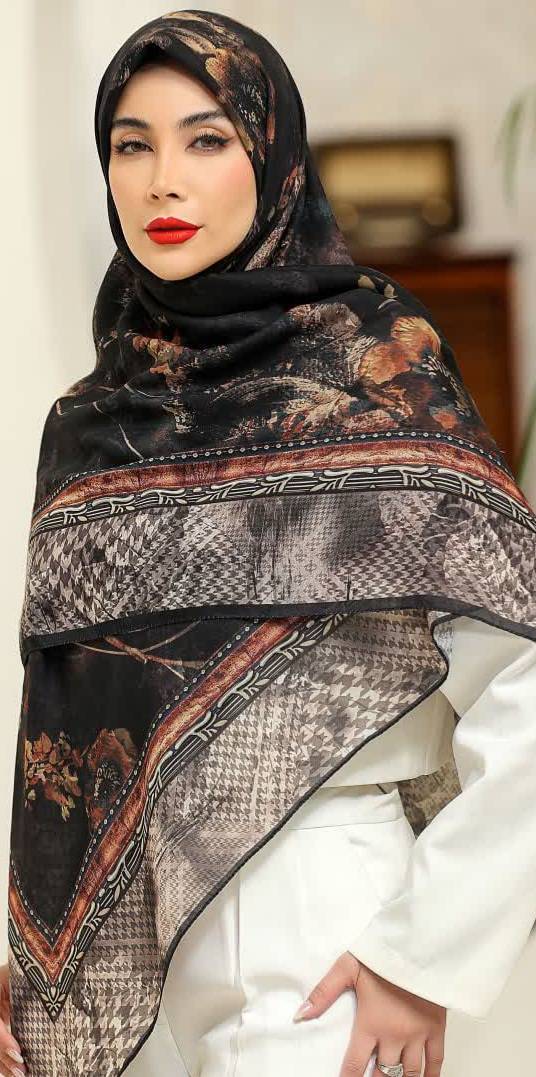 روسری زنانه طرح دار نخی و سبک