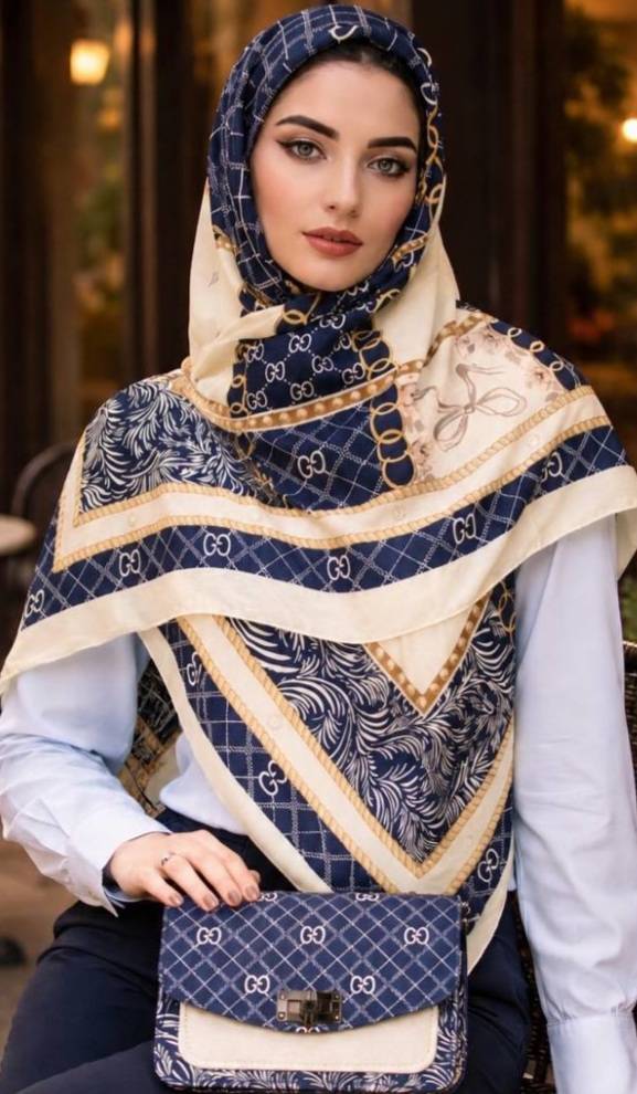 ست کیف و روسری زنانه سرمه‌ای